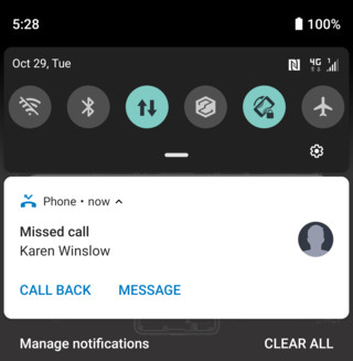 Screen showing the Notifications panel