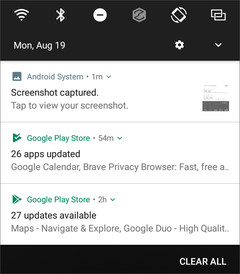 Screen showing the Notifications panel