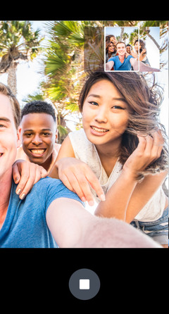 Screen showing a selfie panorama panning to the right.