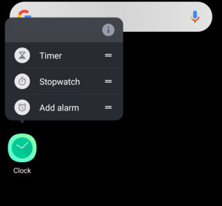 Screen showing app shortcut