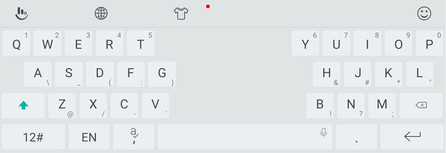 Screen showing a split TouchPal keyboard.