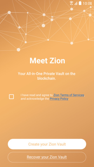 Zion Welcome Screen